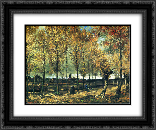 Lane with poplars near Nuenen 24x20 Black Ornate Wood Framed Art Print Poster with Double Matting by Van Gogh, Vincent