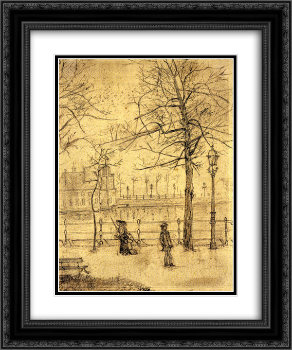 Lange Vijverberg, Hague 20x24 Black Ornate Wood Framed Art Print Poster with Double Matting by Van Gogh, Vincent