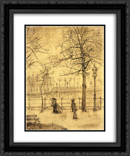 Lange Vijverberg, Hague 20x24 Black Ornate Wood Framed Art Print Poster with Double Matting by Van Gogh, Vincent