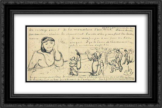 L'Arlesienne, Portrait of Madame Ginoux 24x16 Black Ornate Wood Framed Art Print Poster with Double Matting by Van Gogh, Vincent