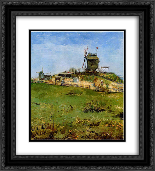 Le Moulin de la Gallette 20x22 Black Ornate Wood Framed Art Print Poster with Double Matting by Van Gogh, Vincent