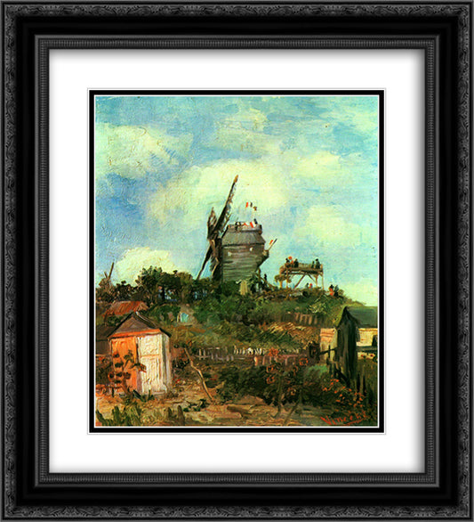 Le Moulin de la Gallette 3 20x22 Black Ornate Wood Framed Art Print Poster with Double Matting by Van Gogh, Vincent