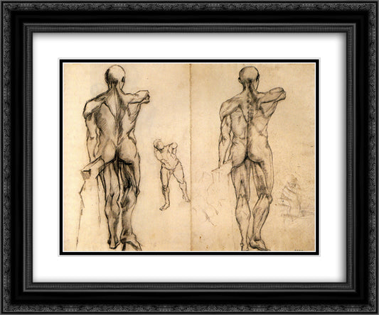 L'Ecorche and Borghese Gladiator 24x20 Black Ornate Wood Framed Art Print Poster with Double Matting by Van Gogh, Vincent