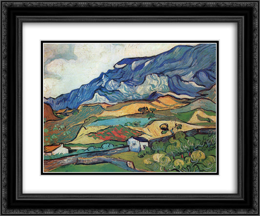 Les Alpilles, Mountain Landscape near South-Reme 24x20 Black Ornate Wood Framed Art Print Poster with Double Matting by Van Gogh, Vincent