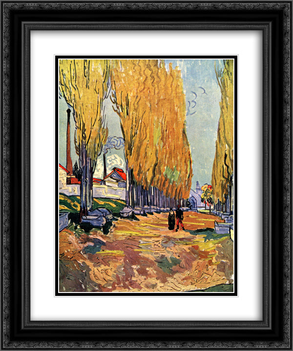 Les Alyscamps 20x24 Black Ornate Wood Framed Art Print Poster with Double Matting by Van Gogh, Vincent