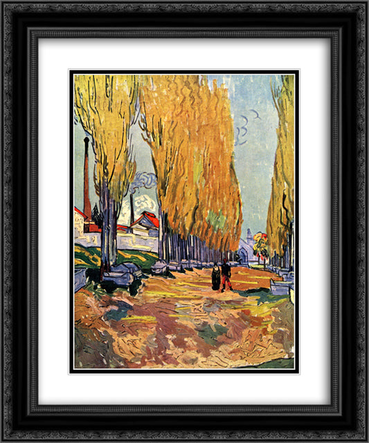 Les Alyscamps 20x24 Black Ornate Wood Framed Art Print Poster with Double Matting by Van Gogh, Vincent