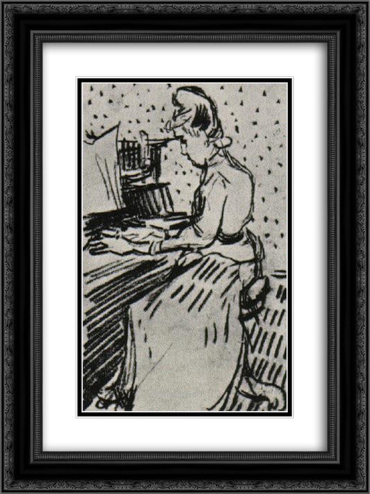 Mademoiselle Gachet at the Piano 18x24 Black Ornate Wood Framed Art Print Poster with Double Matting by Van Gogh, Vincent