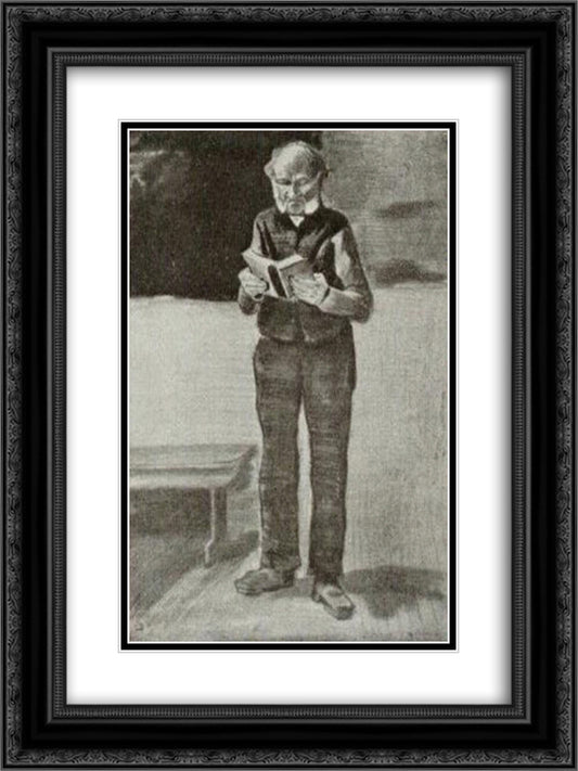 Man, Standing, Reading a Book 18x24 Black Ornate Wood Framed Art Print Poster with Double Matting by Van Gogh, Vincent