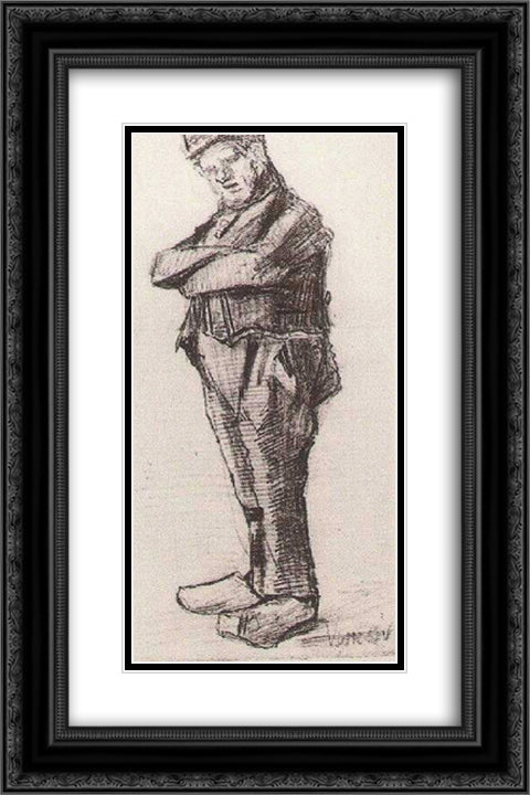 Man, Standing with Arms Folded 16x24 Black Ornate Wood Framed Art Print Poster with Double Matting by Van Gogh, Vincent