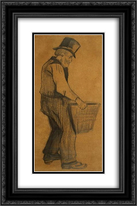 Man Carrying Peat 16x24 Black Ornate Wood Framed Art Print Poster with Double Matting by Van Gogh, Vincent