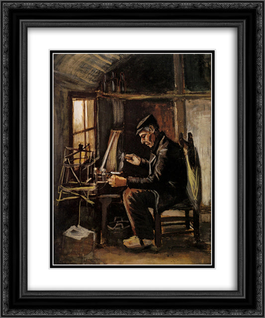 Man Winding Yarn 20x24 Black Ornate Wood Framed Art Print Poster with Double Matting by Van Gogh, Vincent