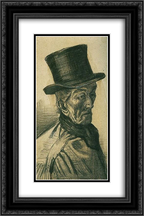 Man with Top Hat 16x24 Black Ornate Wood Framed Art Print Poster with Double Matting by Van Gogh, Vincent