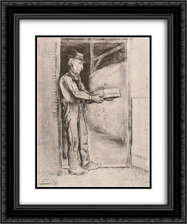 Man with Winnow 20x24 Black Ornate Wood Framed Art Print Poster with Double Matting by Van Gogh, Vincent