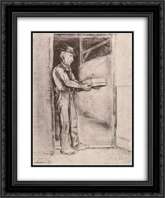 Man with Winnow 20x24 Black Ornate Wood Framed Art Print Poster with Double Matting by Van Gogh, Vincent