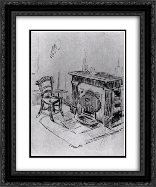 Mantelpiece with Chair 20x24 Black Ornate Wood Framed Art Print Poster with Double Matting by Van Gogh, Vincent
