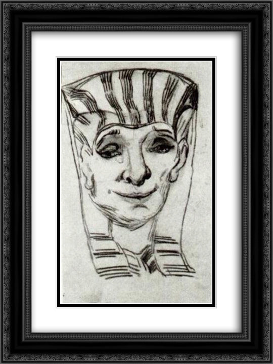 Mask of an Egyptian Mummy 18x24 Black Ornate Wood Framed Art Print Poster with Double Matting by Van Gogh, Vincent