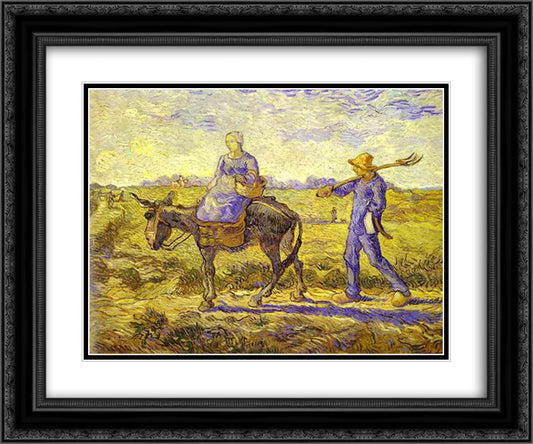 Morning, Going to Work 24x20 Black Ornate Wood Framed Art Print Poster with Double Matting by Van Gogh, Vincent