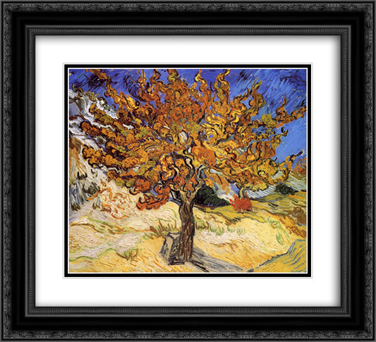 Mulberry Tree 22x20 Black Ornate Wood Framed Art Print Poster with Double Matting by Van Gogh, Vincent