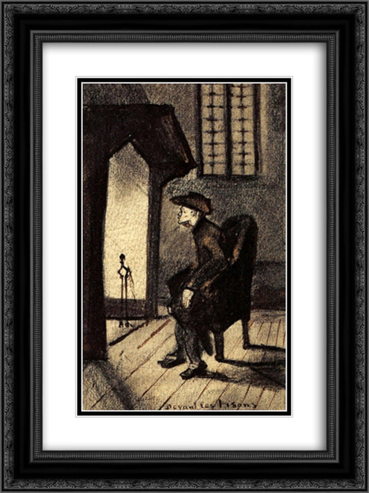 Near the Hearth 18x24 Black Ornate Wood Framed Art Print Poster with Double Matting by Van Gogh, Vincent