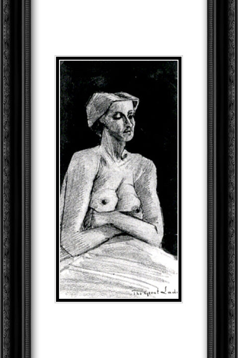 Nude Woman, Half-Length 16x24 Black Ornate Wood Framed Art Print Poster with Double Matting by Van Gogh, Vincent