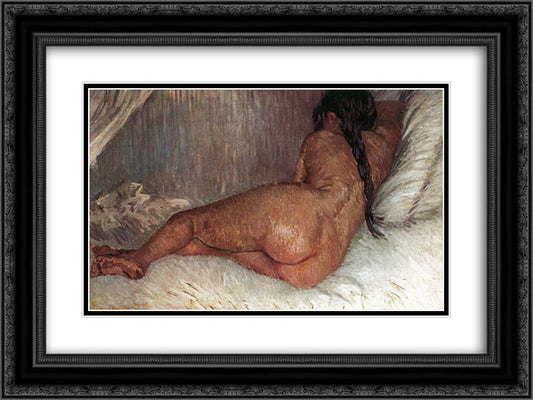 Nude Woman Reclining, Seen from the Back 24x18 Black Ornate Wood Framed Art Print Poster with Double Matting by Van Gogh, Vincent
