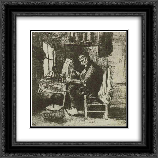 Old Man Reeling Yarn 20x20 Black Ornate Wood Framed Art Print Poster with Double Matting by Van Gogh, Vincent