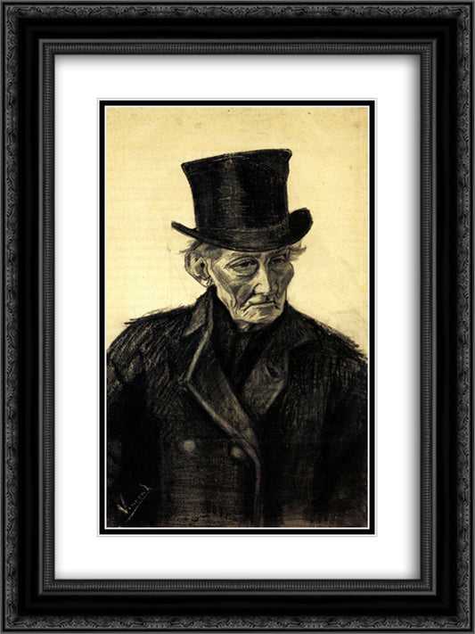 Old Man with a Top Hat 18x24 Black Ornate Wood Framed Art Print Poster with Double Matting by Van Gogh, Vincent