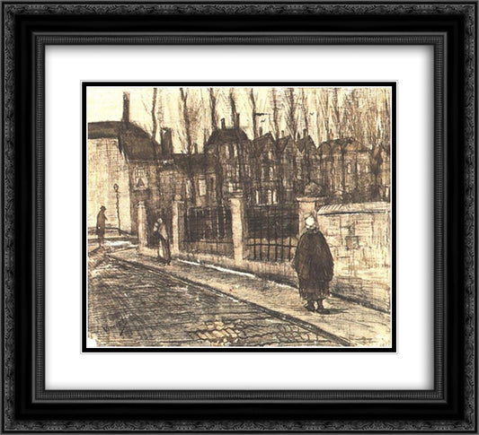Old Street The Paddemoes 22x20 Black Ornate Wood Framed Art Print Poster with Double Matting by Van Gogh, Vincent