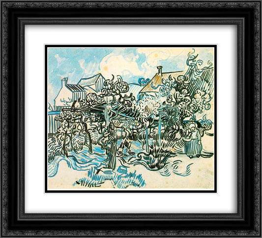 Old Vineyard with Peasant Woman 22x20 Black Ornate Wood Framed Art Print Poster with Double Matting by Van Gogh, Vincent