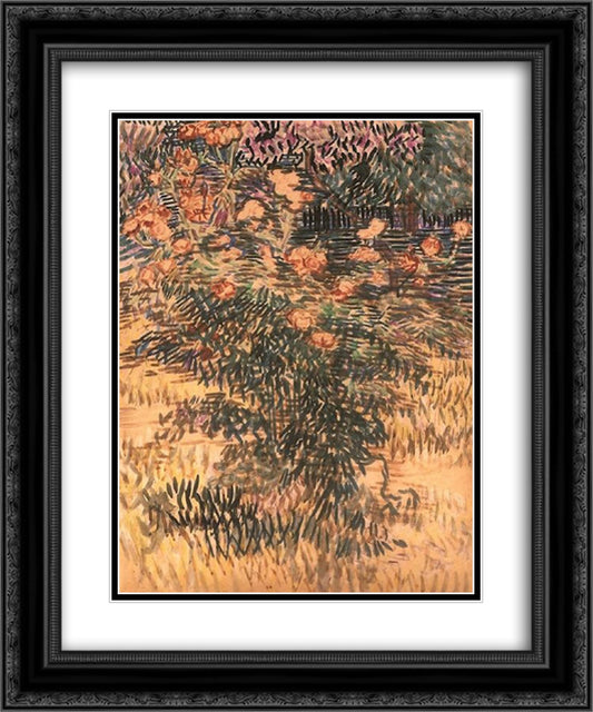 Oleanders, the Hospital Garden at Saint-Remy 20x24 Black Ornate Wood Framed Art Print Poster with Double Matting by Van Gogh, Vincent