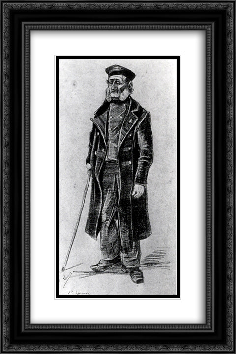 Orphan Man 16x24 Black Ornate Wood Framed Art Print Poster with Double Matting by Van Gogh, Vincent