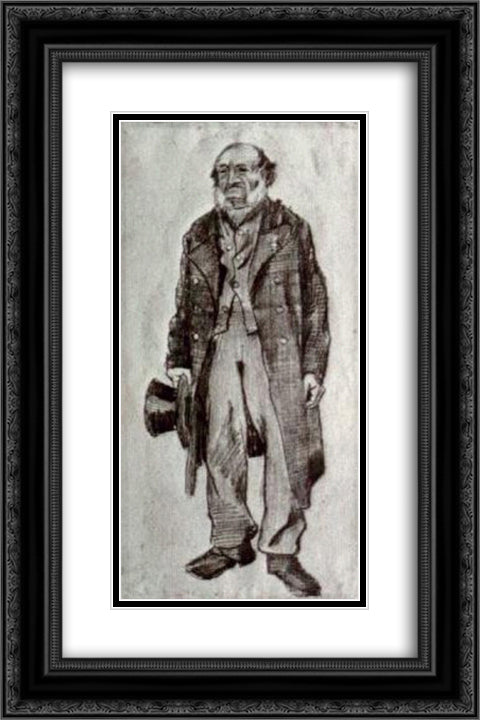 Orphan Man Holding Top Hat in his Hand 16x24 Black Ornate Wood Framed Art Print Poster with Double Matting by Van Gogh, Vincent