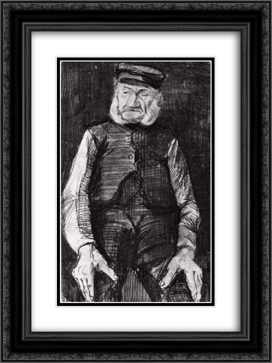 Orphan Man with Cap, Half-Length 18x24 Black Ornate Wood Framed Art Print Poster with Double Matting by Van Gogh, Vincent