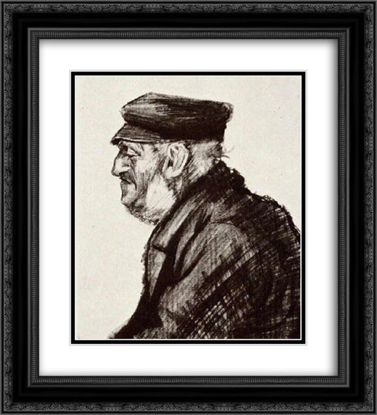 Orphan Man with Cap, Head 20x22 Black Ornate Wood Framed Art Print Poster with Double Matting by Van Gogh, Vincent