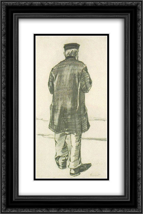 Orphan Man with Cap, Seen from the Back 16x24 Black Ornate Wood Framed Art Print Poster with Double Matting by Van Gogh, Vincent