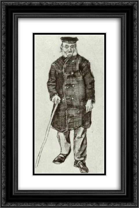 Orphan Man with Cap and Stick 16x24 Black Ornate Wood Framed Art Print Poster with Double Matting by Van Gogh, Vincent