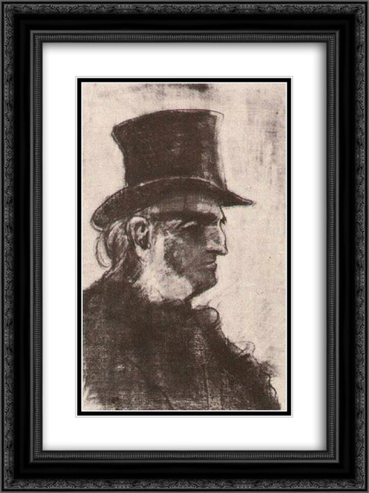 Orphan Man with Top Hat, Head 18x24 Black Ornate Wood Framed Art Print Poster with Double Matting by Van Gogh, Vincent