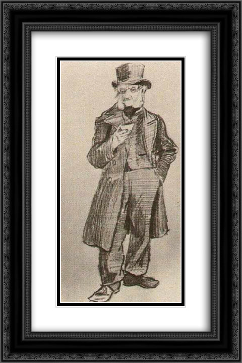 Orphan Man with Top Hat, Holding Cup 16x24 Black Ornate Wood Framed Art Print Poster with Double Matting by Van Gogh, Vincent