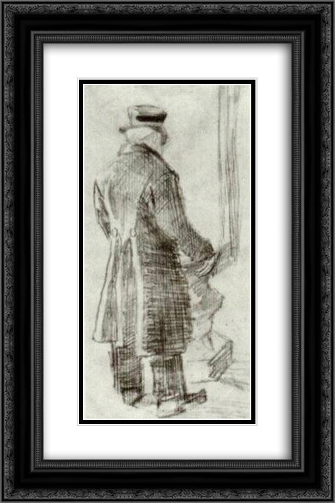 Orphan Man with Top Hat, Standing near the Stove, Seen from the Back 16x24 Black Ornate Wood Framed Art Print Poster with Double Matting by Van Gogh, Vincent