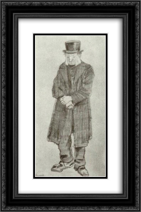 Orphan Man with Top Hat and Hands Crossed 16x24 Black Ornate Wood Framed Art Print Poster with Double Matting by Van Gogh, Vincent
