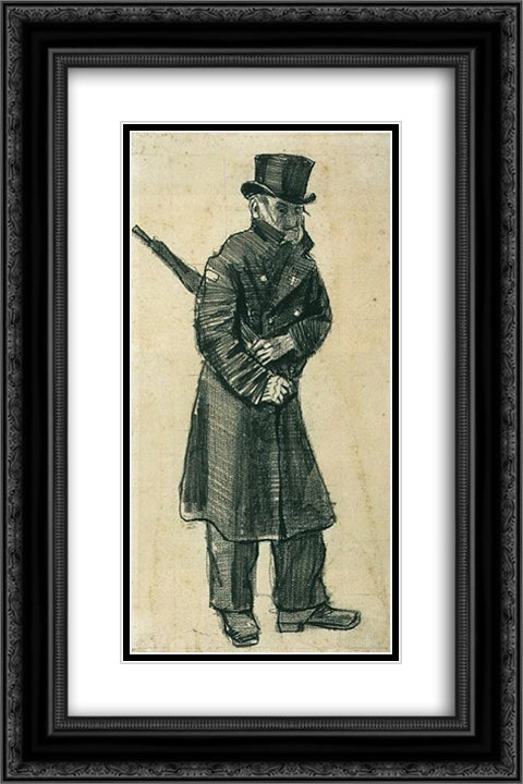 Orphan Man with Top Hat and Umbrella Under his Arm 16x24 Black Ornate Wood Framed Art Print Poster with Double Matting by Van Gogh, Vincent