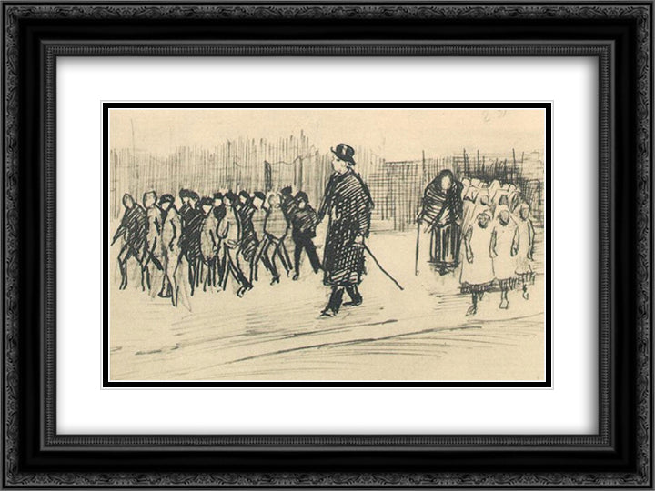 Orphans 24x18 Black Ornate Wood Framed Art Print Poster with Double Matting by Van Gogh, Vincent