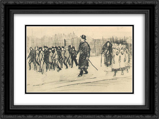 Orphans 24x18 Black Ornate Wood Framed Art Print Poster with Double Matting by Van Gogh, Vincent