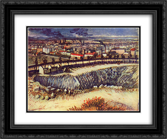 Outskirts of Paris near Montmartre 24x20 Black Ornate Wood Framed Art Print Poster with Double Matting by Van Gogh, Vincent