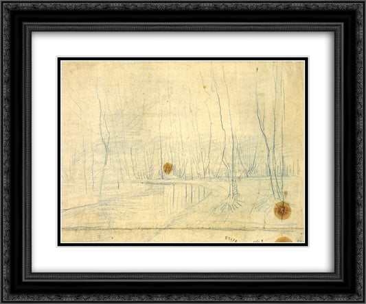Park View 24x20 Black Ornate Wood Framed Art Print Poster with Double Matting by Van Gogh, Vincent