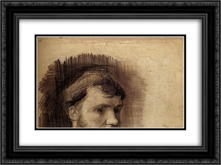 Part of a Portrait of Anthon van Rappard 24x18 Black Ornate Wood Framed Art Print Poster with Double Matting by Van Gogh, Vincent