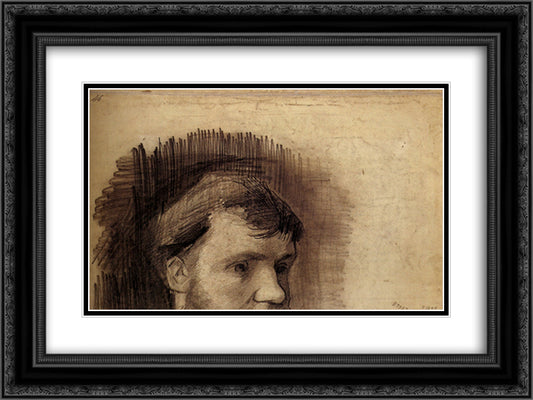 Part of a Portrait of Anthon van Rappard 24x18 Black Ornate Wood Framed Art Print Poster with Double Matting by Van Gogh, Vincent