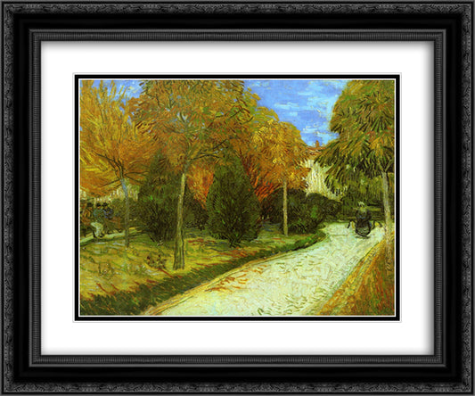 Path in the Park at Arles 24x20 Black Ornate Wood Framed Art Print Poster with Double Matting by Van Gogh, Vincent