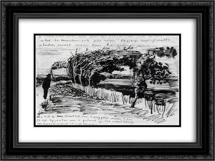 Path to the Beach 24x18 Black Ornate Wood Framed Art Print Poster with Double Matting by Van Gogh, Vincent