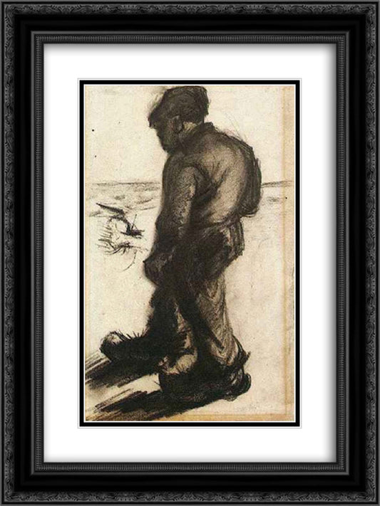 Peasant 18x24 Black Ornate Wood Framed Art Print Poster with Double Matting by Van Gogh, Vincent